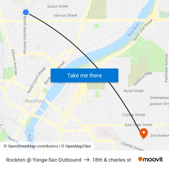 Rockton @ Yonge-Sec-Outbound to 18th & charles st map