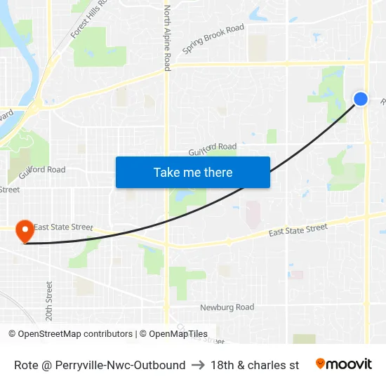 Rote @ Perryville-Nwc-Outbound to 18th & charles st map