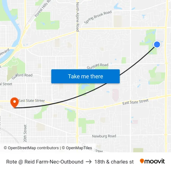 Rote @ Reid Farm-Nec-Outbound to 18th & charles st map