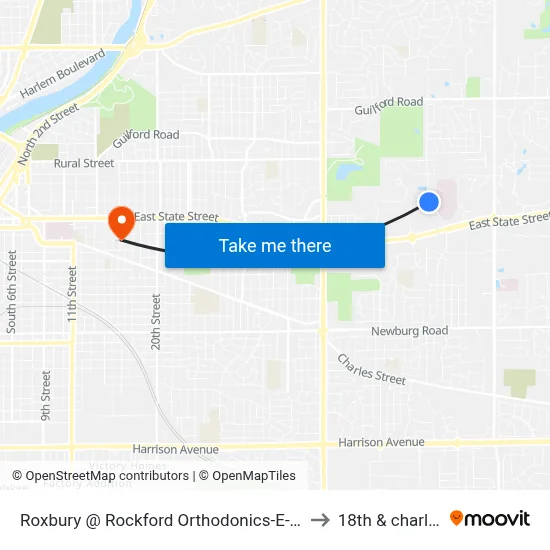Roxbury @ Rockford Orthodonics-E-Outbound to 18th & charles st map