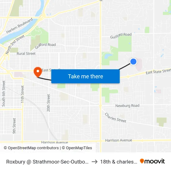 Roxbury @ Strathmoor-Sec-Outbound to 18th & charles st map