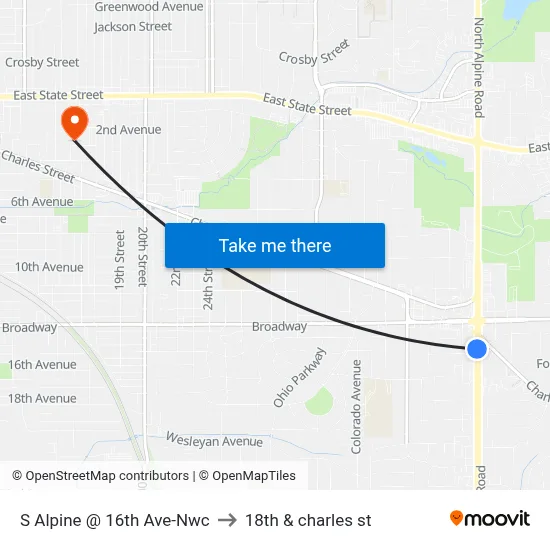 S Alpine @ 16th Ave-Nwc to 18th & charles st map