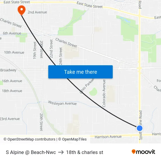 S Alpine @ Beach-Nwc to 18th & charles st map