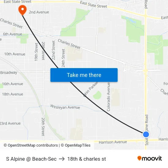 S Alpine @ Beach-Sec to 18th & charles st map