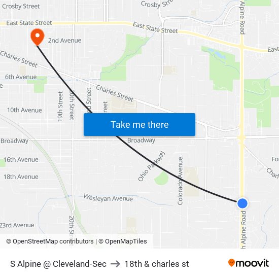 S Alpine @ Cleveland-Sec to 18th & charles st map