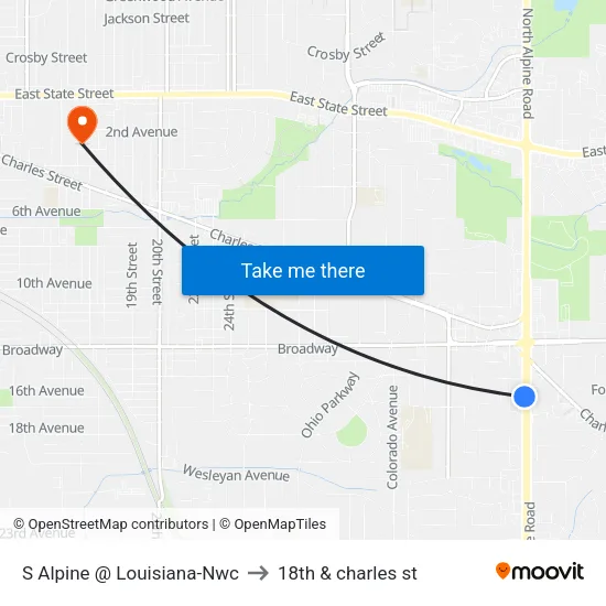 S Alpine @ Louisiana-Nwc to 18th & charles st map