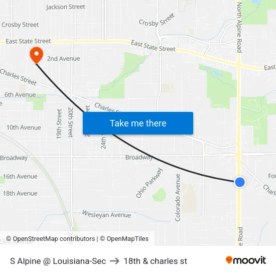 S Alpine @ Louisiana-Sec to 18th & charles st map