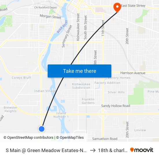 S Main @ Green Meadow Estates-Nec-Inbound to 18th & charles st map