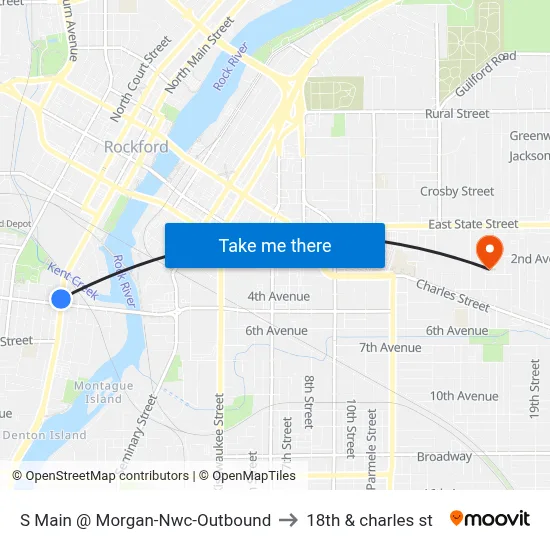 S Main @ Morgan-Nwc-Outbound to 18th & charles st map