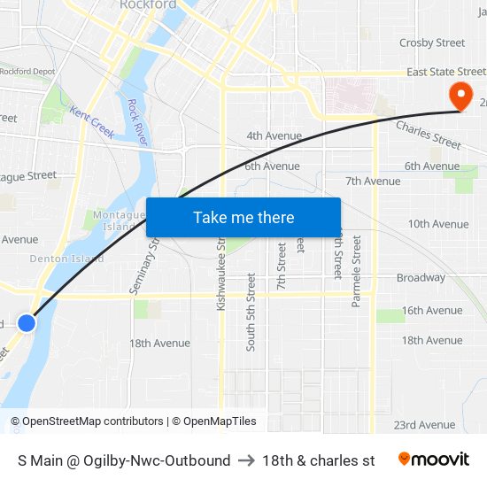 S Main @ Ogilby-Nwc-Outbound to 18th & charles st map