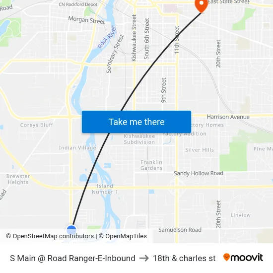 S Main @ Road Ranger-E-Inbound to 18th & charles st map