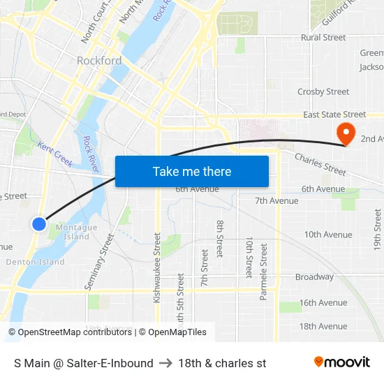 S Main @ Salter-E-Inbound to 18th & charles st map