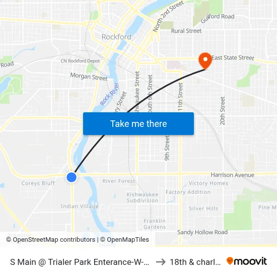 S Main @ Trialer Park Enterance-W-Outbound to 18th & charles st map