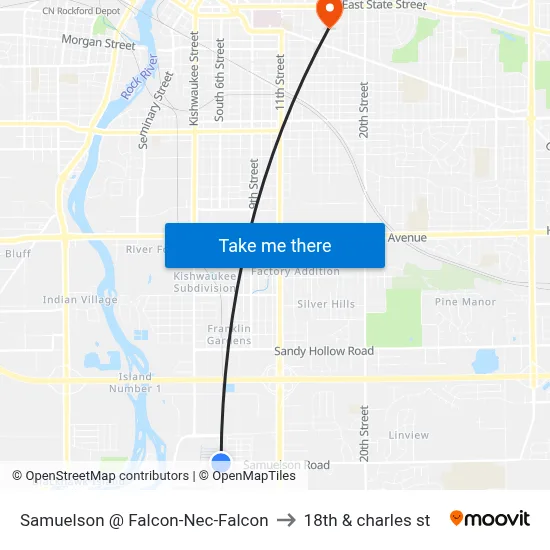 Samuelson @ Falcon-Nec-Falcon to 18th & charles st map