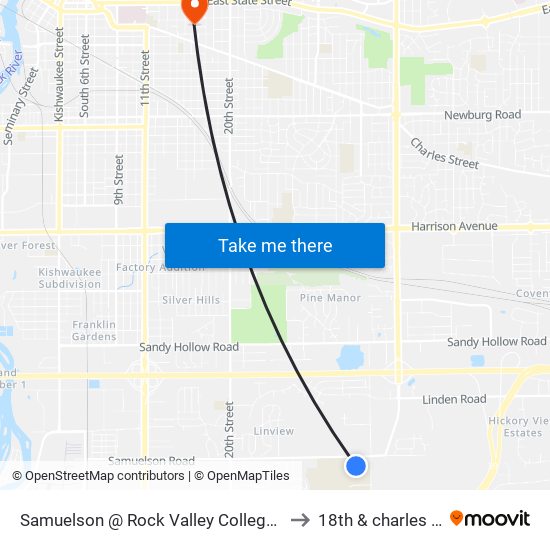 Samuelson @ Rock Valley College-S to 18th & charles st map