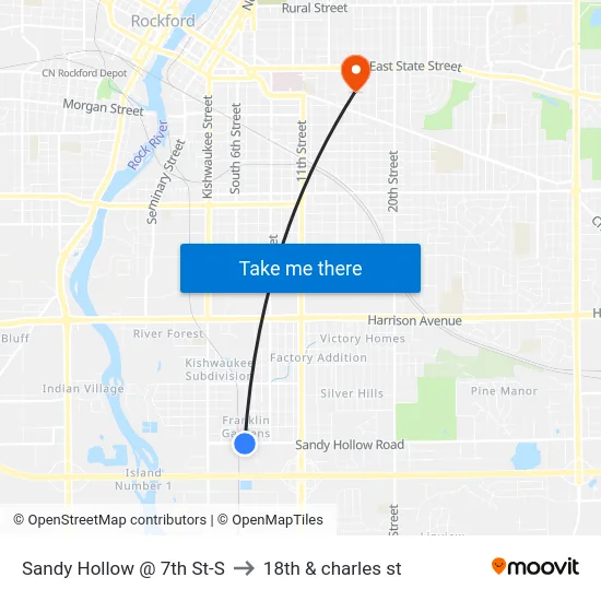 Sandy Hollow @ 7th St-S to 18th & charles st map