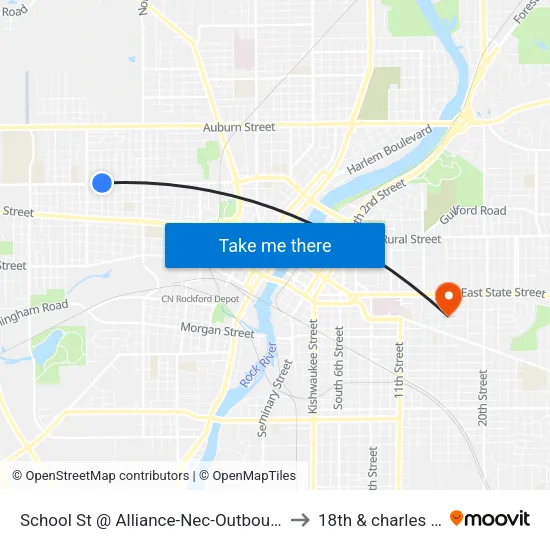 School St @ Alliance-Nec-Outbound to 18th & charles st map