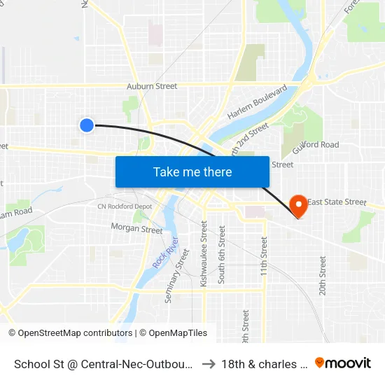 School St @ Central-Nec-Outbound to 18th & charles st map