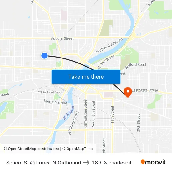School St @ Forest-N-Outbound to 18th & charles st map