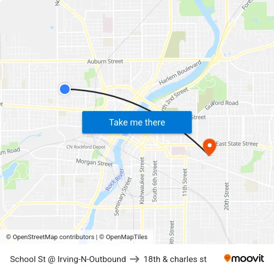 School St @ Irving-N-Outbound to 18th & charles st map