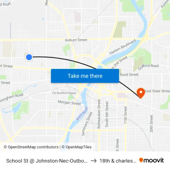 School St @ Johnston-Nec-Outbound to 18th & charles st map