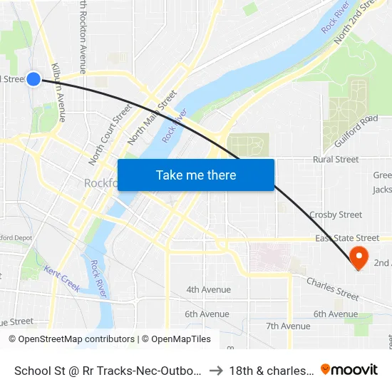 School St @ Rr Tracks-Nec-Outbound to 18th & charles st map