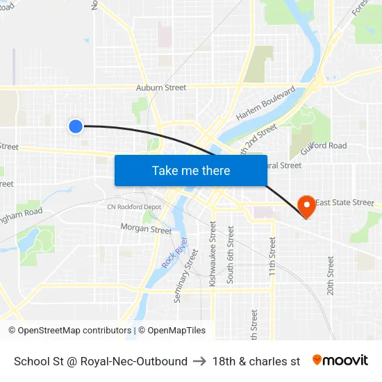 School St @ Royal-Nec-Outbound to 18th & charles st map