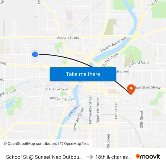 School St @ Sunset-Nec-Outbound to 18th & charles st map