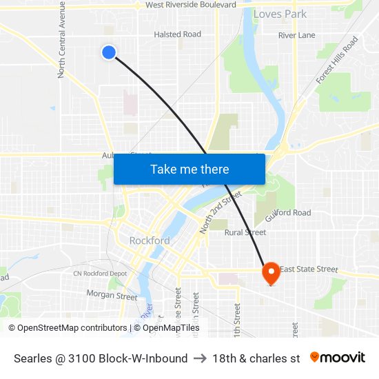 Searles @ 3100 Block-W-Inbound to 18th & charles st map