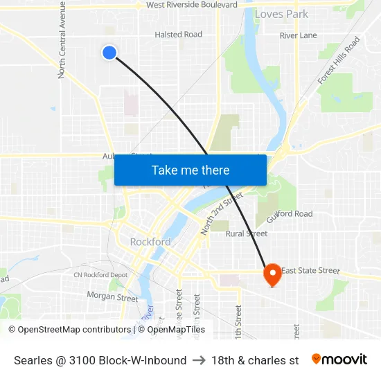 Searles @ 3100 Block-W-Inbound to 18th & charles st map