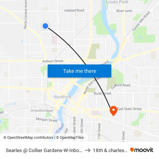 Searles @ Collier Gardens-W-Inbound to 18th & charles st map