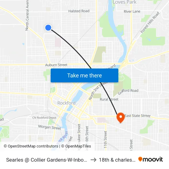 Searles @ Collier Gardens-W-Inbound to 18th & charles st map