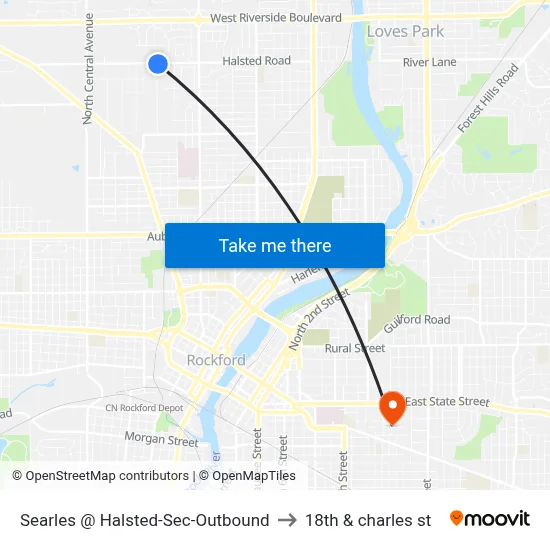 Searles @ Halsted-Sec-Outbound to 18th & charles st map