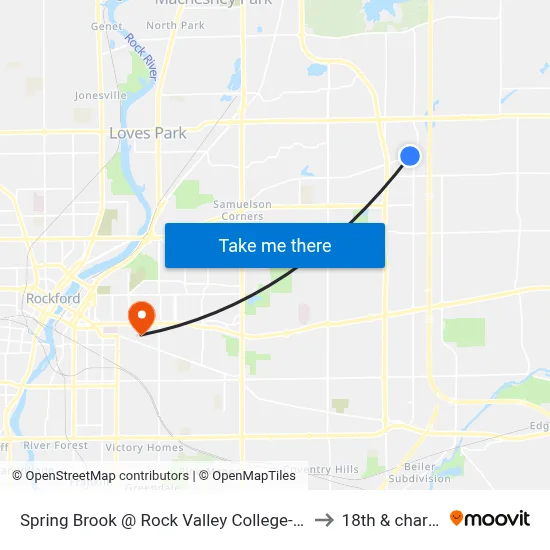 Spring Brook @ Rock Valley College-S-Outbound to 18th & charles st map