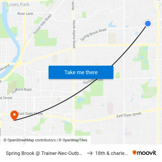 Spring Brook @ Trainer-Nec-Outbound to 18th & charles st map