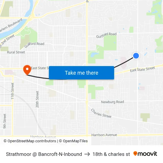 Strathmoor @ Bancroft-N-Inbound to 18th & charles st map