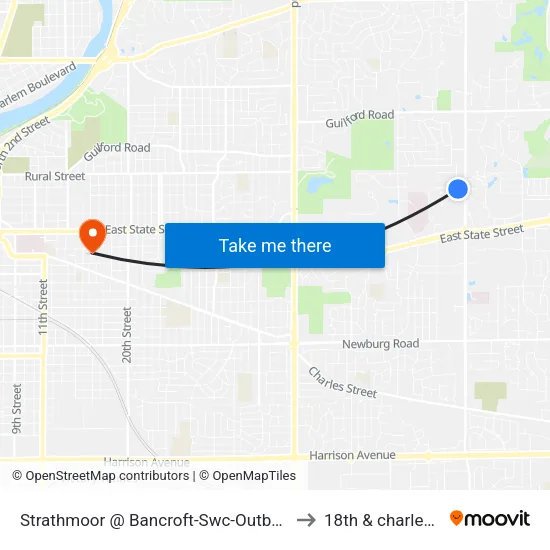 Strathmoor @ Bancroft-Swc-Outbound to 18th & charles st map