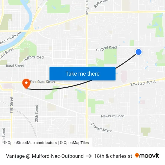 Vantage @ Mulford-Nec-Outbound to 18th & charles st map