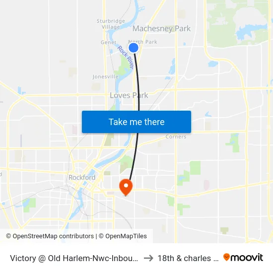 Victory @ Old Harlem-Nwc-Inbound to 18th & charles st map