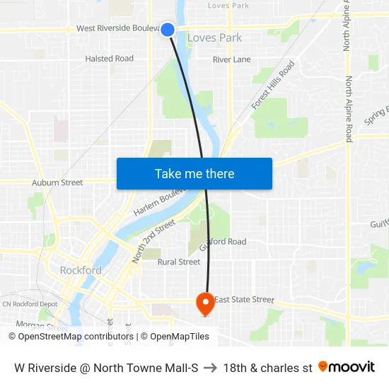 W Riverside @ North Towne Mall-S to 18th & charles st map