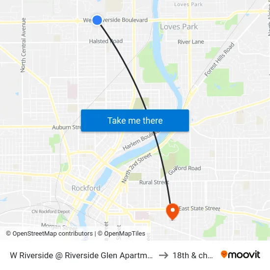 W Riverside @ Riverside Glen Apartments-Nec-Inbound to 18th & charles st map