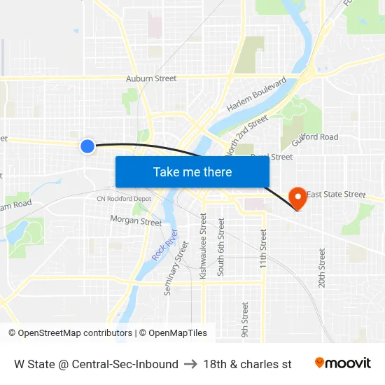 W State @ Central-Sec-Inbound to 18th & charles st map
