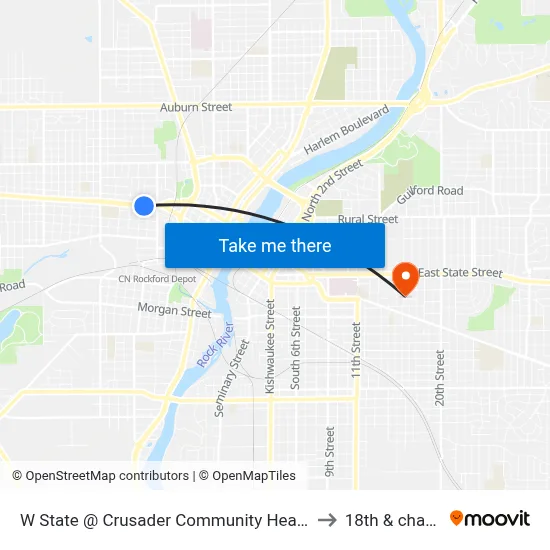W State @ Crusader Community Health-S-Inbound to 18th & charles st map