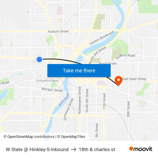 W State @ Hinkley-S-Inbound to 18th & charles st map
