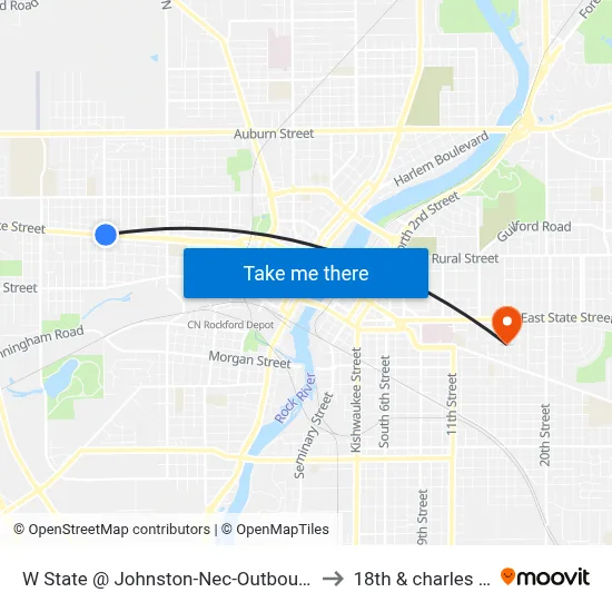 W State @ Johnston-Nec-Outbound to 18th & charles st map