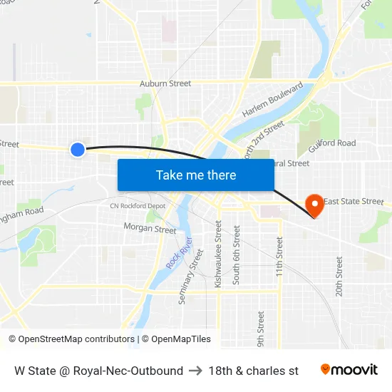 W State @ Royal-Nec-Outbound to 18th & charles st map