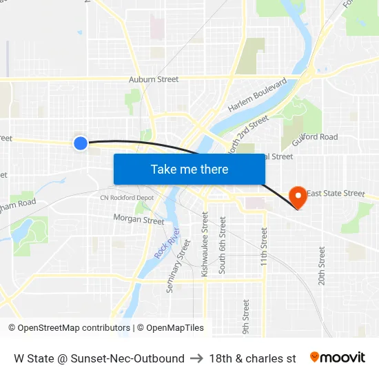 W State @ Sunset-Nec-Outbound to 18th & charles st map