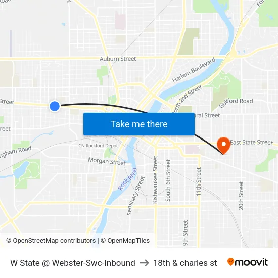 W State @ Webster-Swc-Inbound to 18th & charles st map