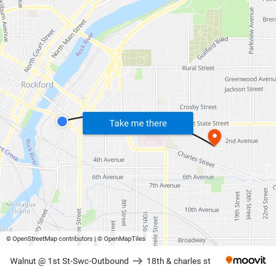 Walnut @ 1st St-Swc-Outbound to 18th & charles st map