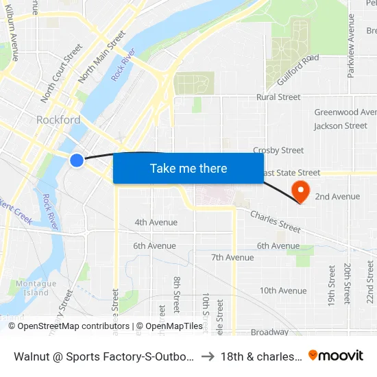 Walnut @ Sports Factory-S-Outbound to 18th & charles st map